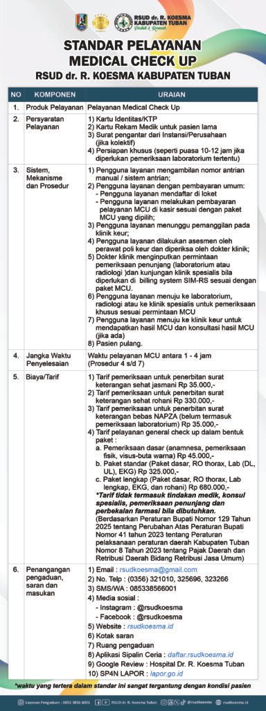 Standar Pelayanan Medical Check Up